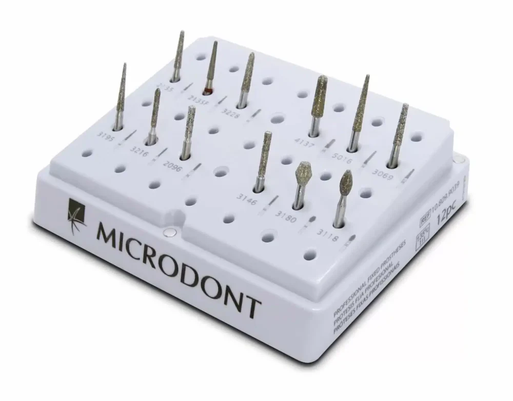 Fresario Acrílico + Set 12 Fresas Prótesis Fija Profesional - Microdont