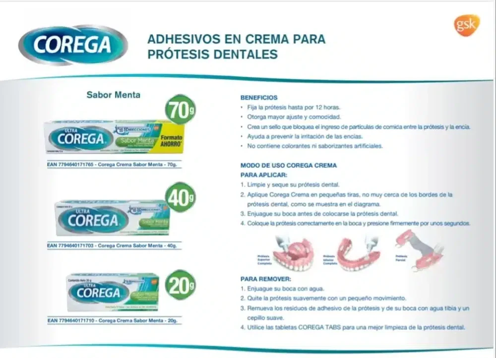 Crema Adhesiva para Prótesis 70gr - Corega - Imagen 3