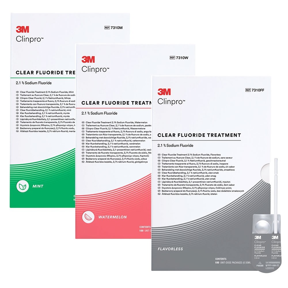 3M™ Clinpro™ Clear Tratamiento con Fluoruro 2.1 % caja 100 unidades – Solventum