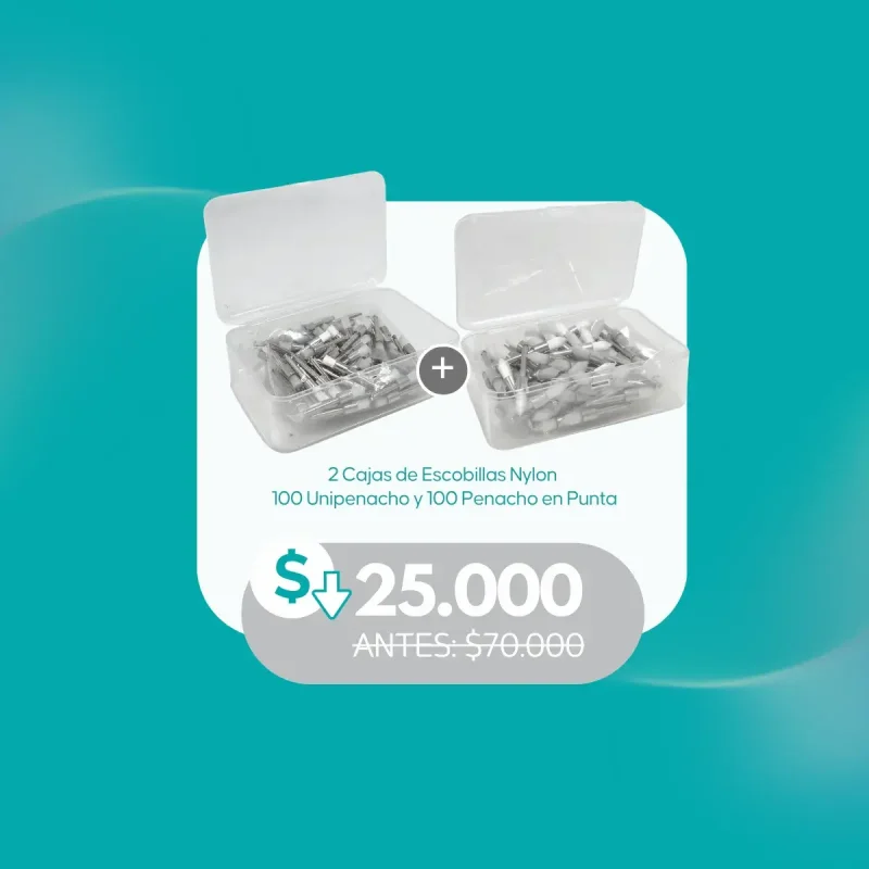 2 Cajas de Escobillas de Nylon de contraángulo. 100 unipenacho + 100 penacho en punta