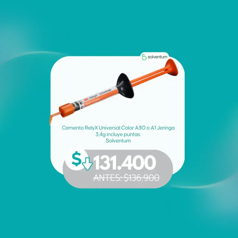 Cemento RelyX Universal (color A3O o A1) – Jeringa 3,4 g + puntas Solventum