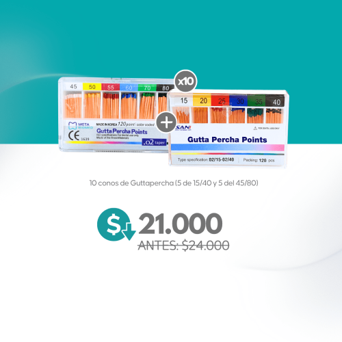 10 conos de Guttapercha (5 de 15/40 y 5 del 45/80) - Importado