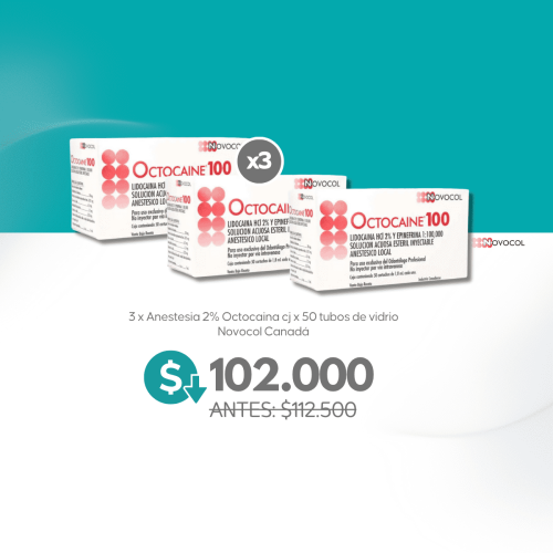 3 x Anestesia 2% Octocaina caja x 50 tubos de vidrio Novocol Canadá - Novocol
