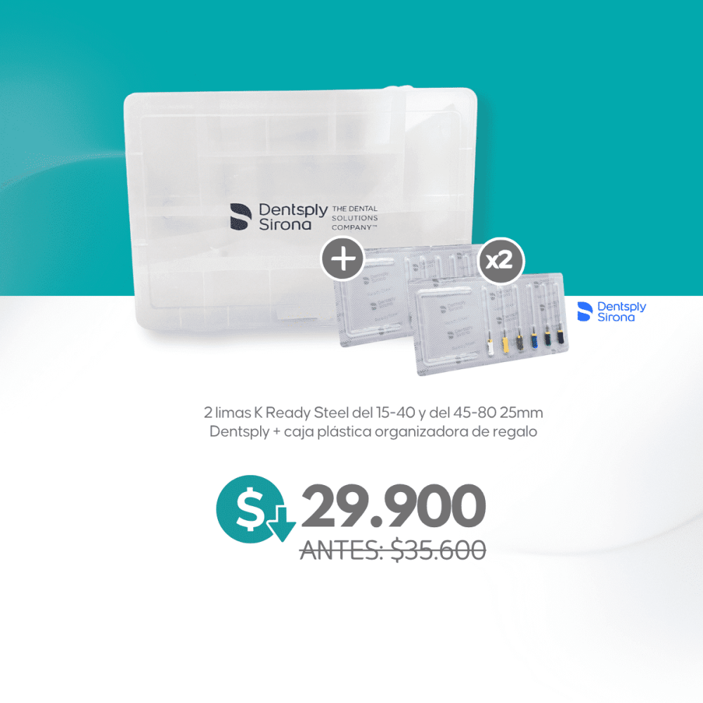 2 limas K Ready Steel del 15-40 y del 45-80 25mm Dentsply + caja plástica organizadora de regalo - Dentsply Sirona