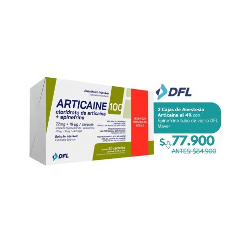 2 Cajas de Anestesia Articaína al 4% con Epinefrina tubo de vidrio DFL - Maver