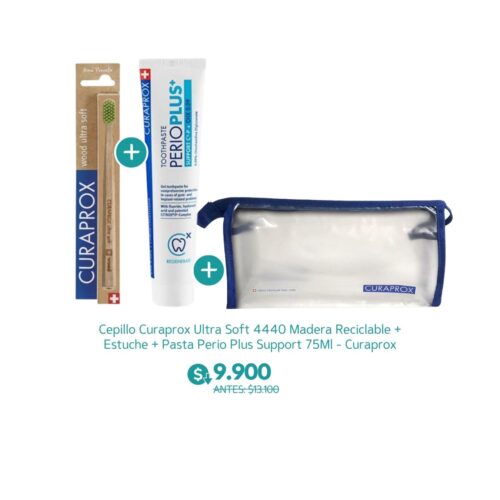 Cepillo Curaprox Ultra Soft 4440 Madera Reciclable + Estuche + Pasta Perio Plus Support 75Ml - Curaprox