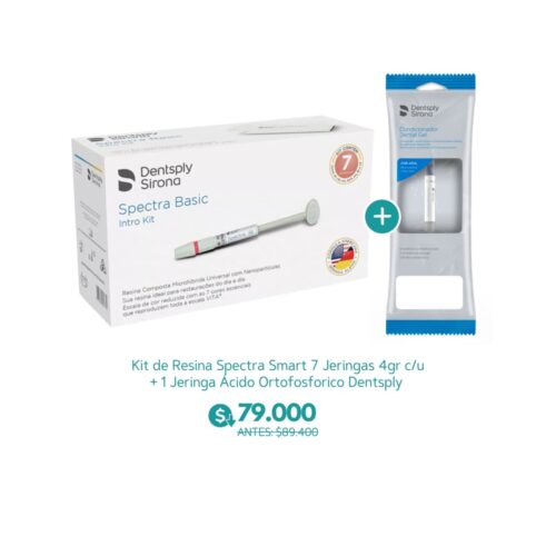 Kit de Resina Spectra Smart 7 Jeringas 4gr c/u + 1 Jeringa Ácido Ortofosforico Dentsply - Dentsply Sirona