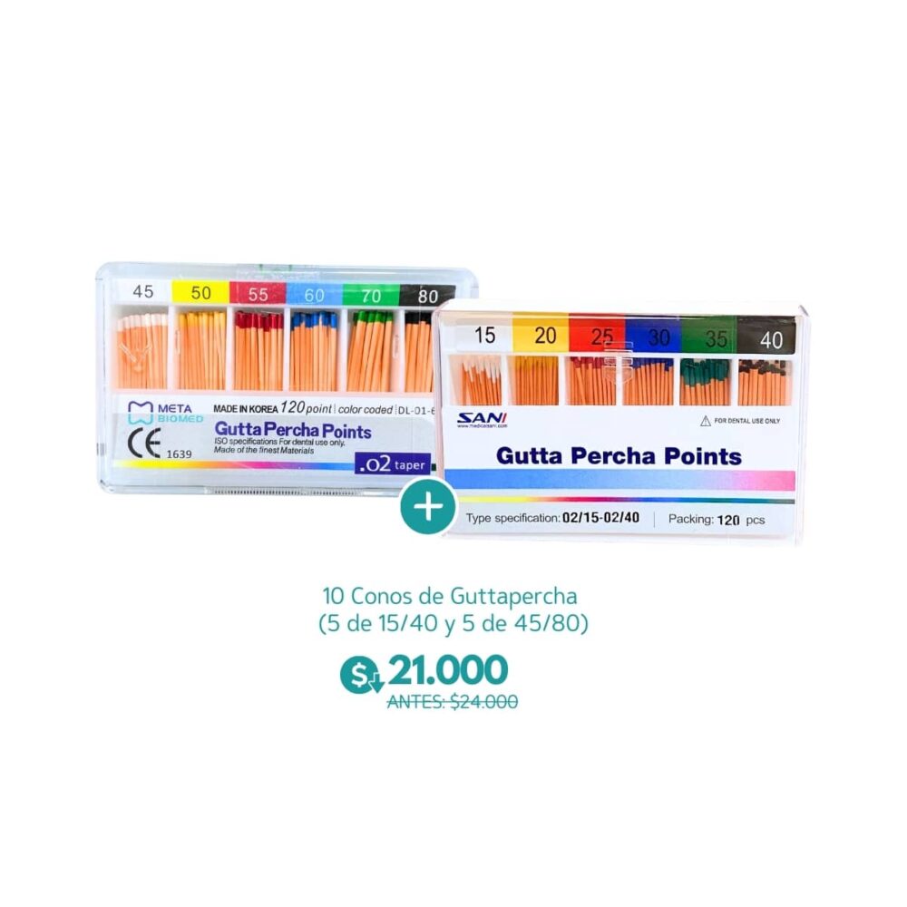 10 Conos de Guttapercha  (5 de 15/40 y 5 de 45/80) - Importado