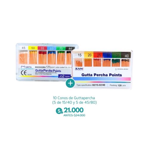 10 Conos de Guttapercha  (5 de 15/40 y 5 de 45/80) - Importado