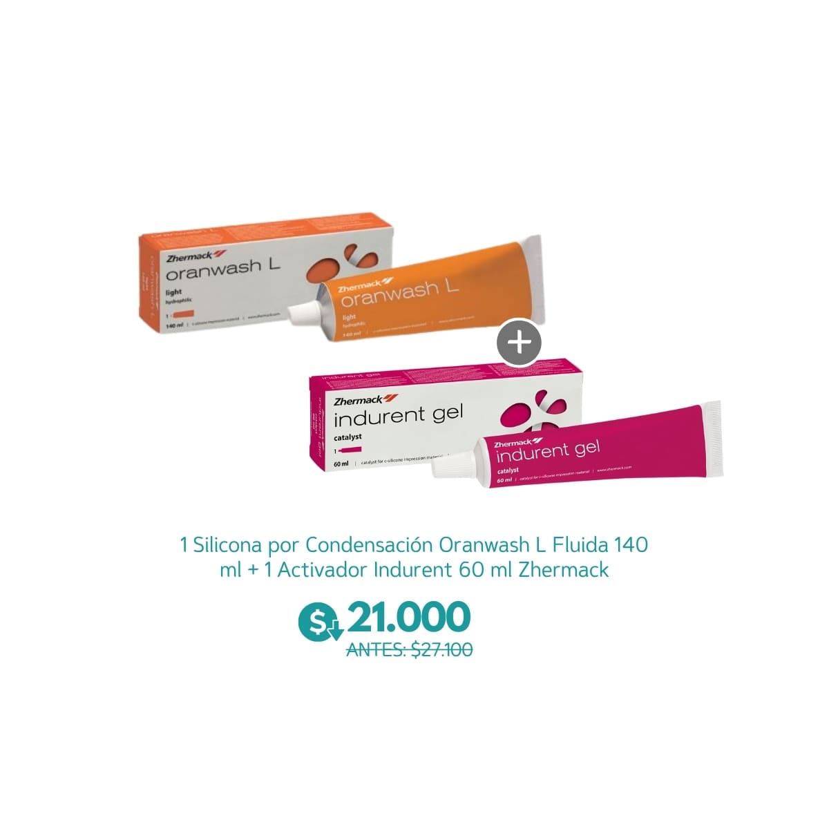 1 Silicona por Condensación Oranwash L Fluida 140 ml + 1 Activador Indurent 60 ml Zhermack - Dentsply Sirona
