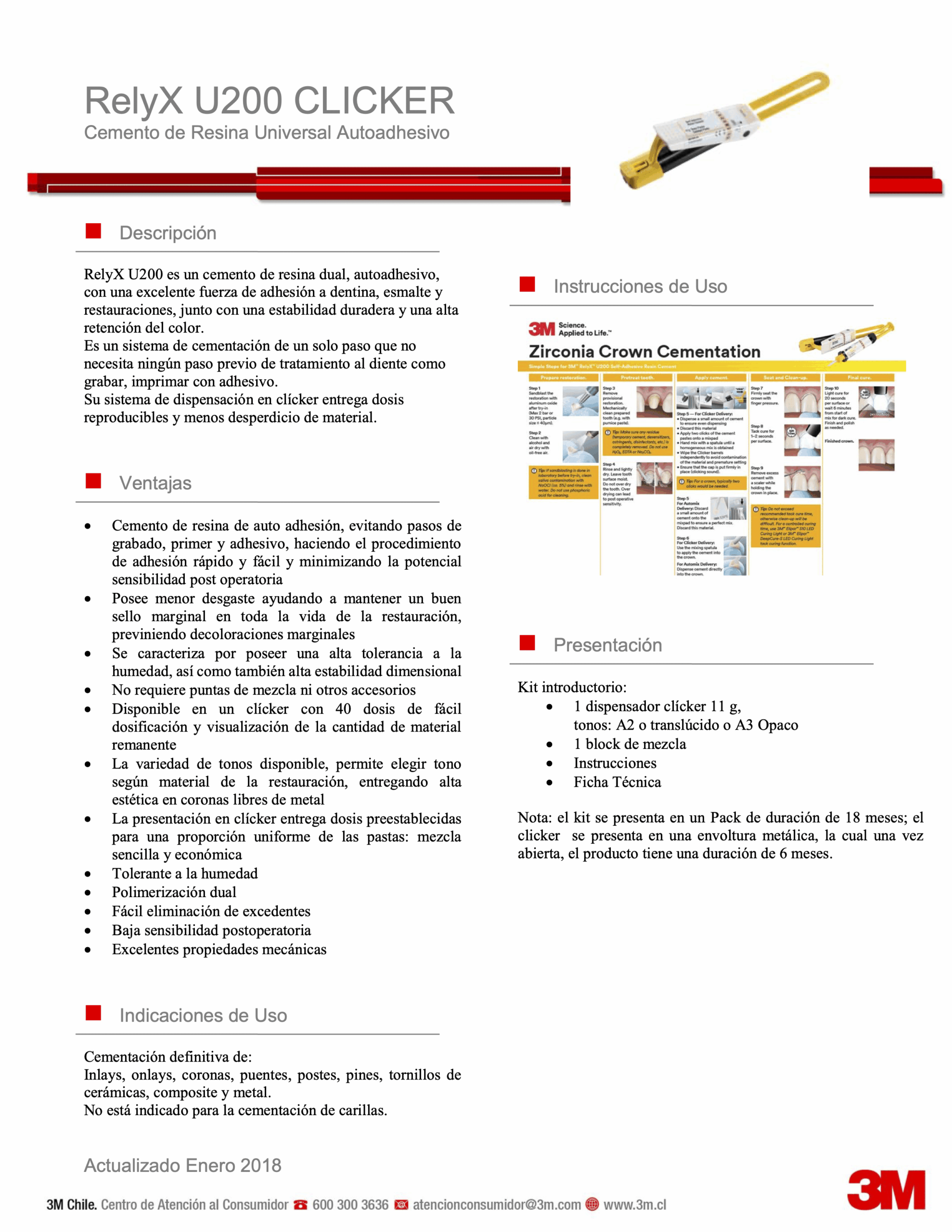 Cemento dual Resina 3M™ RelyX™ U200 Clicker (Variedades) - Solventum