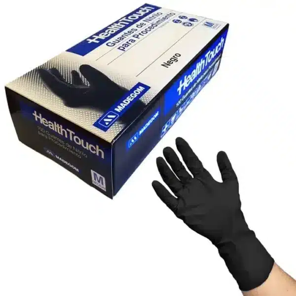Guantes Nitrilo Color Negro 100 Und. - Health Touch