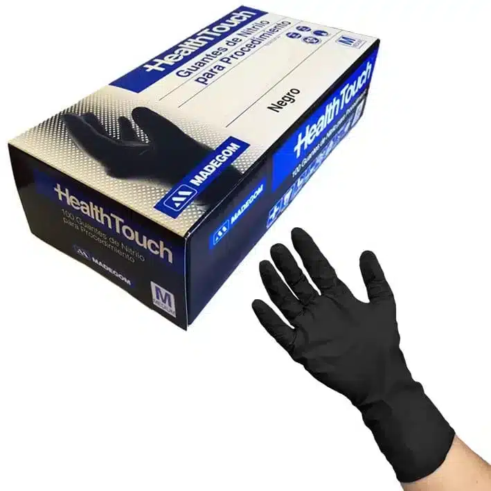 Guantes Nitrilo Color Negro 100 Und. - Health Touch