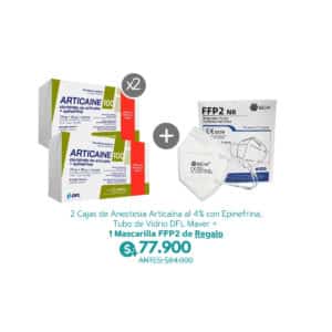 2 Cajas de Anestesia Articaína al 4% con Epinefrina, Tubo de Vidrio DFL Maver + 1 Mascarilla FFP2 de Regalo