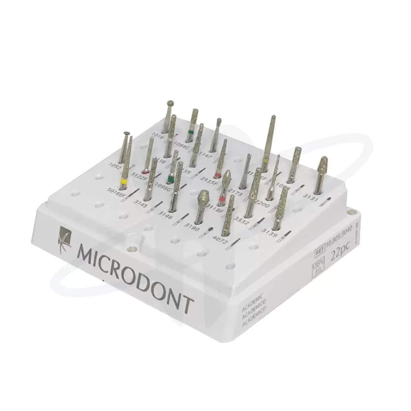 Kit Académico - Fresario Acrílico + Fresas - Microdont