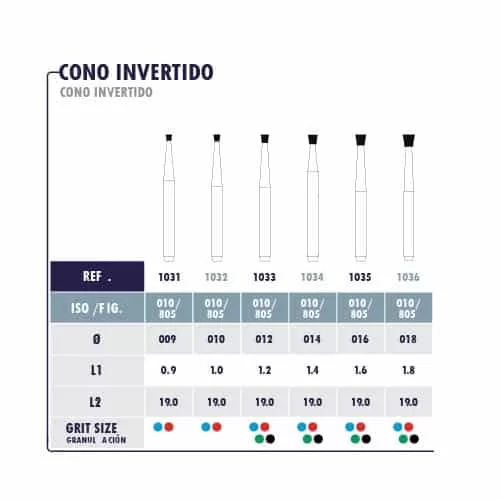 Fresa Diamantada Alta Velocidad Cono Invertido ( Variedades )- Microdont