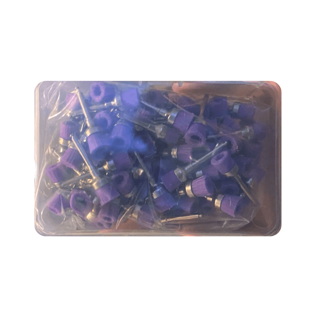 Escobilla de Nylon para contraángulo, Copa Junior, Dureza Media, Color Violeta. Caja con 100 unidades