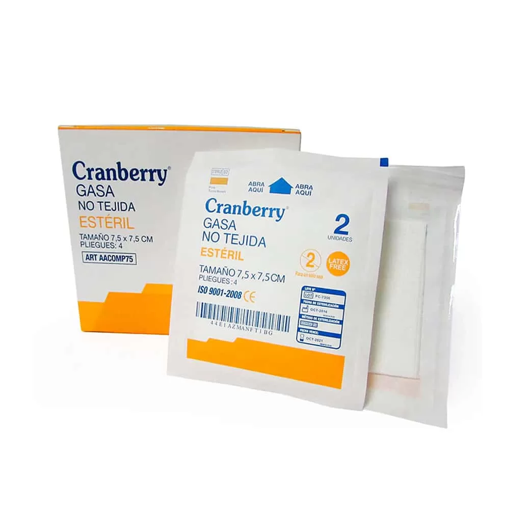 Gasa Esteril Cranberry 5X5 50 Sobres