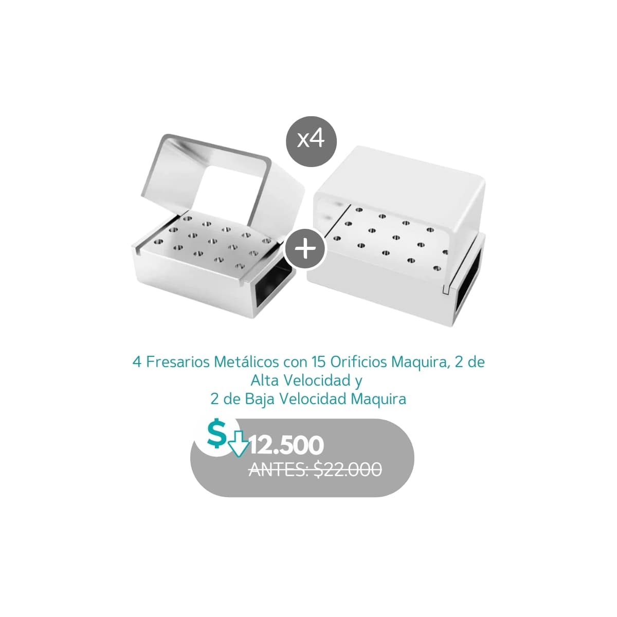4 Fresarios Metálicos con 15 Orificios Maquira, 2 de Alta Velocidad y 2 de Baja Velocidad - Maquira