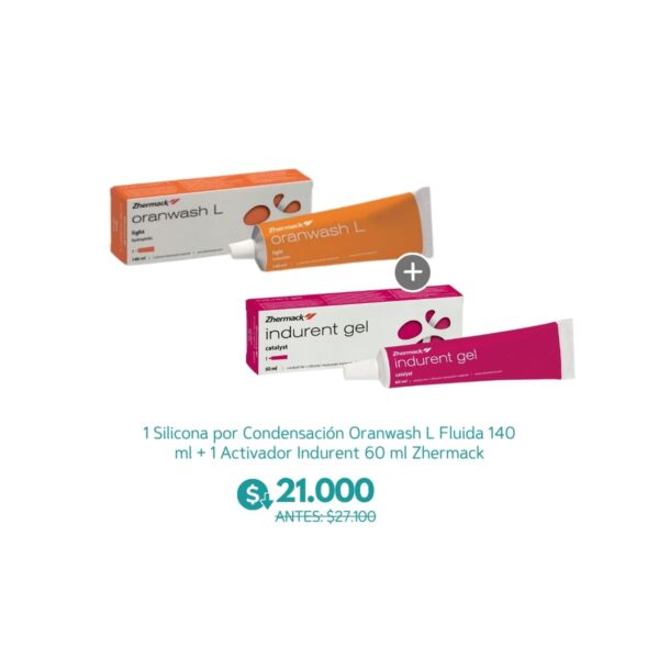 1 Silicona por Condensación Oranwash L Fluida 140 ml + 1 Activador Indurent 60 ml Zhermack - Dentsply Sirona