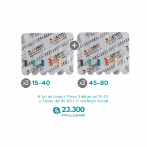 6 Set de Limas K-Flexo 3 blister del 15-40 y 3 bliter del 45-80 x 31 mm - Rogin Dental