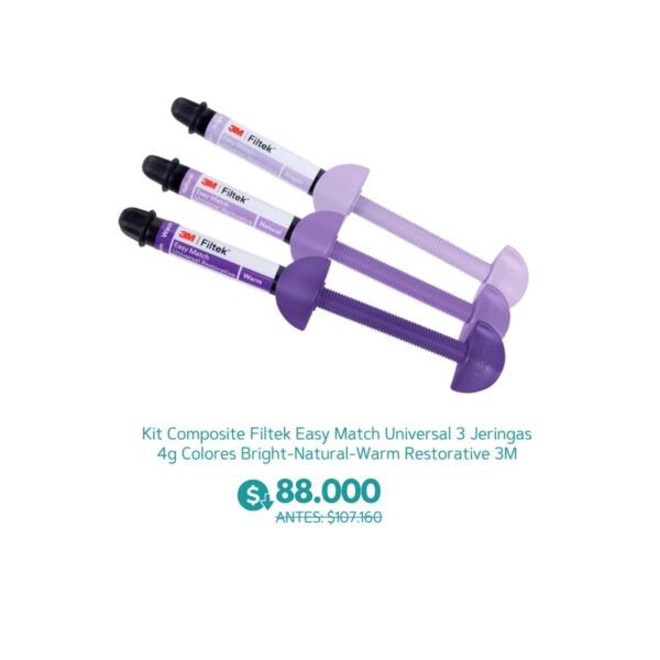 Kit Composite Filtek Easy Match Universal 3 Jeringas 4g Colores Bright-Natural-Warm Restorative 3M - Solventum