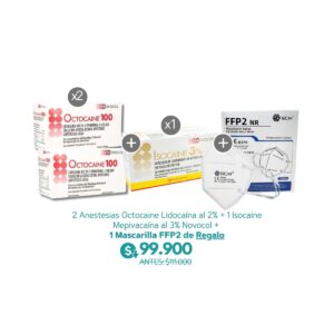 2 Anestesias Octocaine Lidocaína al 2% + 1 Isocaine Mepivacaína al 3% Novocol + 1 Mascarilla FFP2 de Regalo - Novocol