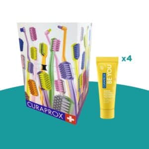 Cepillos Curaprox blíster caja de 36 unidades 1560 Soft,  3960 Super Soft o 5460 Ultra Soft + 4 pastas de regalo Be You 10 ml - Curaprox