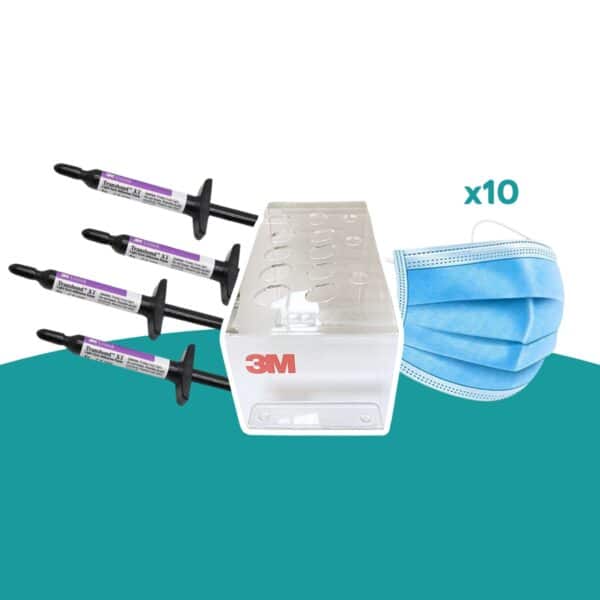 Adhesivo Transbond XT 4 jeringas 3M + porta jeringa acrílico + mascarilla 3 pliegues 10 unidades Protect de regalo