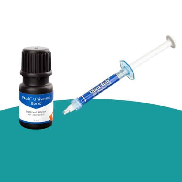 Adhesivo universal con clorhexidina 4 ml Ultradent + jeringa de ácido ortofosfórico al 35% de 1,2 ml Ultradent