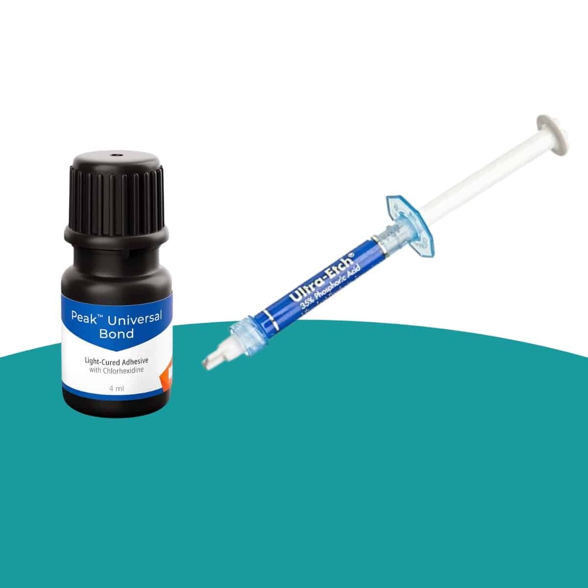 Adhesivo universal con clorhexidina 4 ml Ultradent + jeringa de ácido ortofosfórico al 35% de 1,2 ml Ultradent