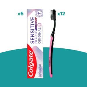 Kit Sensitive Colgate: 6 pastas Sensitive Pro Alivio + 12 cepillos Slimsoft Black por unidad Colgate