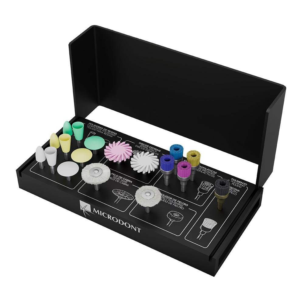 kit Pulido de Resina Profesional Microdont 18 piezas +Fresario Metalico Negro – Microdont