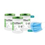 3x CaviWipes HP toallas húmedas desinfectantes 160 unidades Metrex + mascarilla 3 pliegues 10 unidades Protect de regalo - Kerr