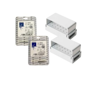 20 fresa de diamante redonda A/V 10 N° 0,14 (1014) y 10 N° 0,16 (1015) Microdont + 2 fresarios metálicos 15 orificios de A/V