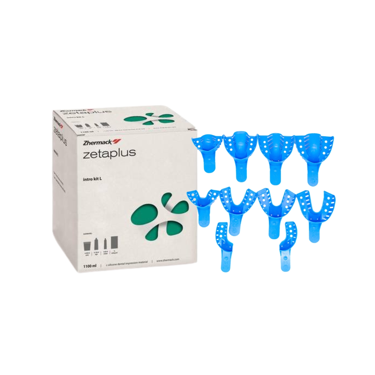 Kit silicona Zhermak Intro L + set de cubetas plásticas surtidas x 10 unidades – Dentsply Sirona