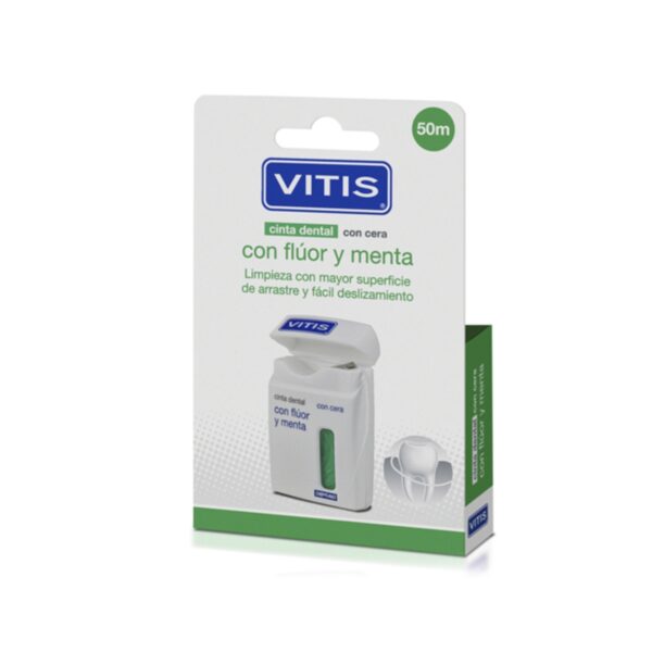 Cinta Dental Con Cera Vitis Fluor y menta 50m - VITIS