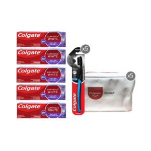 Kit 5 pasta blanqueadora Luminous White Color Correct 70 grs + 5 cepillos Slim Soft suave  + 5 estuche Colgate de regalo