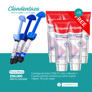 Pack 3 jeringas Filtek Z350 XT a eleccion + 5 Pastas dentales sensitive pro alivio original 110gr – Colgate