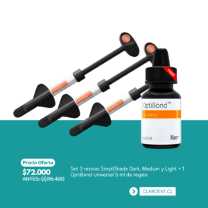 Set 3 resinas SimpliShade Dark, Medium y Light + OptiBond Universal 5 ml de regalo