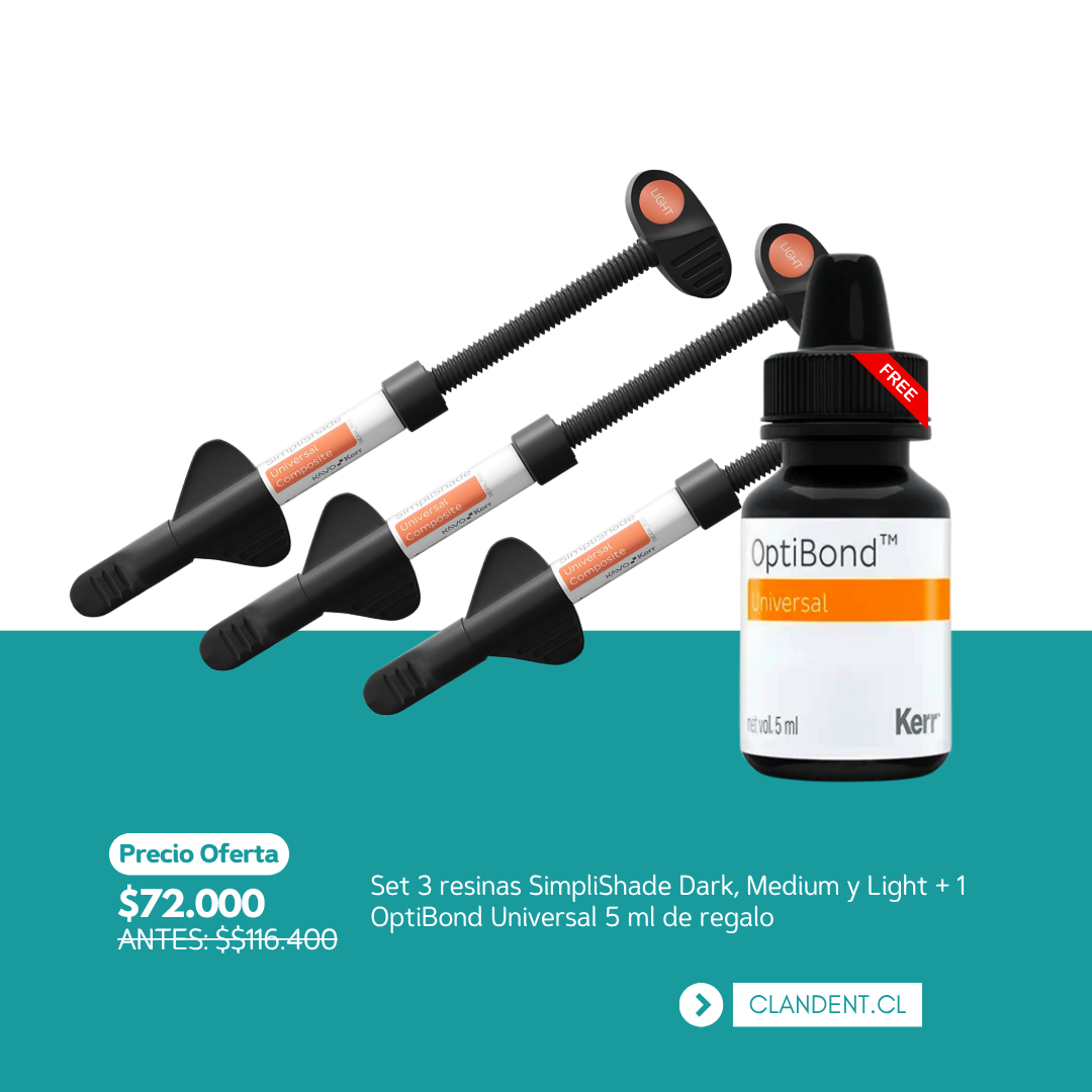 Set 3 resinas SimpliShade Dark, Medium y Light + OptiBond Universal 5 ml de regalo