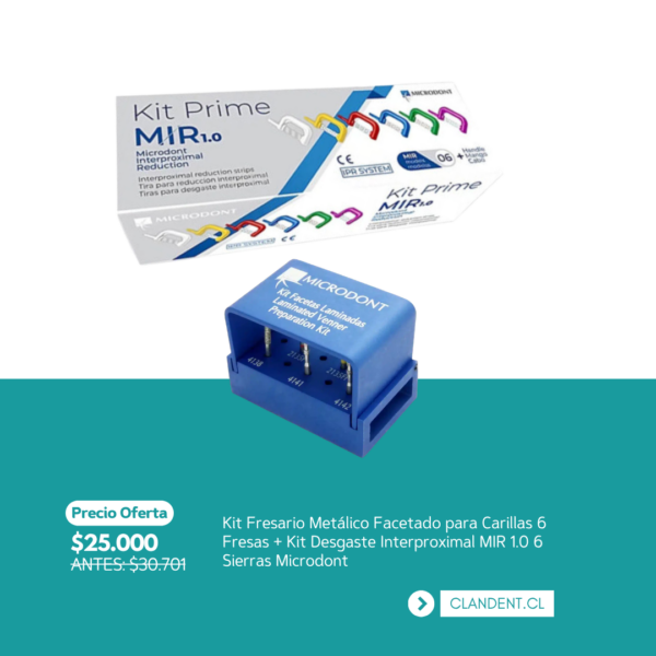 Kit Fresario Metálico Facetado para Carillas 6 Fresas + Kit Desgaste Interproximal MIR 1.0 6 Sierras Microdont - Microdont