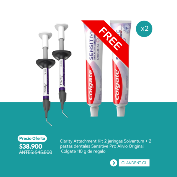 Clarity Attachment Kit 2 jeringas Solventum + 2 pastas dentales Sensitive Pro Alivio Original  Colgate 110 g de regalo - Solventum