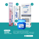 3 Kit de pasta dental White Oraldent  80 gr + cepillo Clinic suave Caristop + seda dental Caristop 50 m + colutorio 0.5 Oraldent uso diario - Caristop